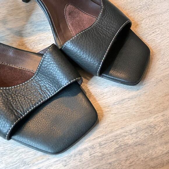 Donald J Pliner Shoes Black Slingback Peep Toe Kitten Heels US Size 7 M Italy - Picture 10 of 12